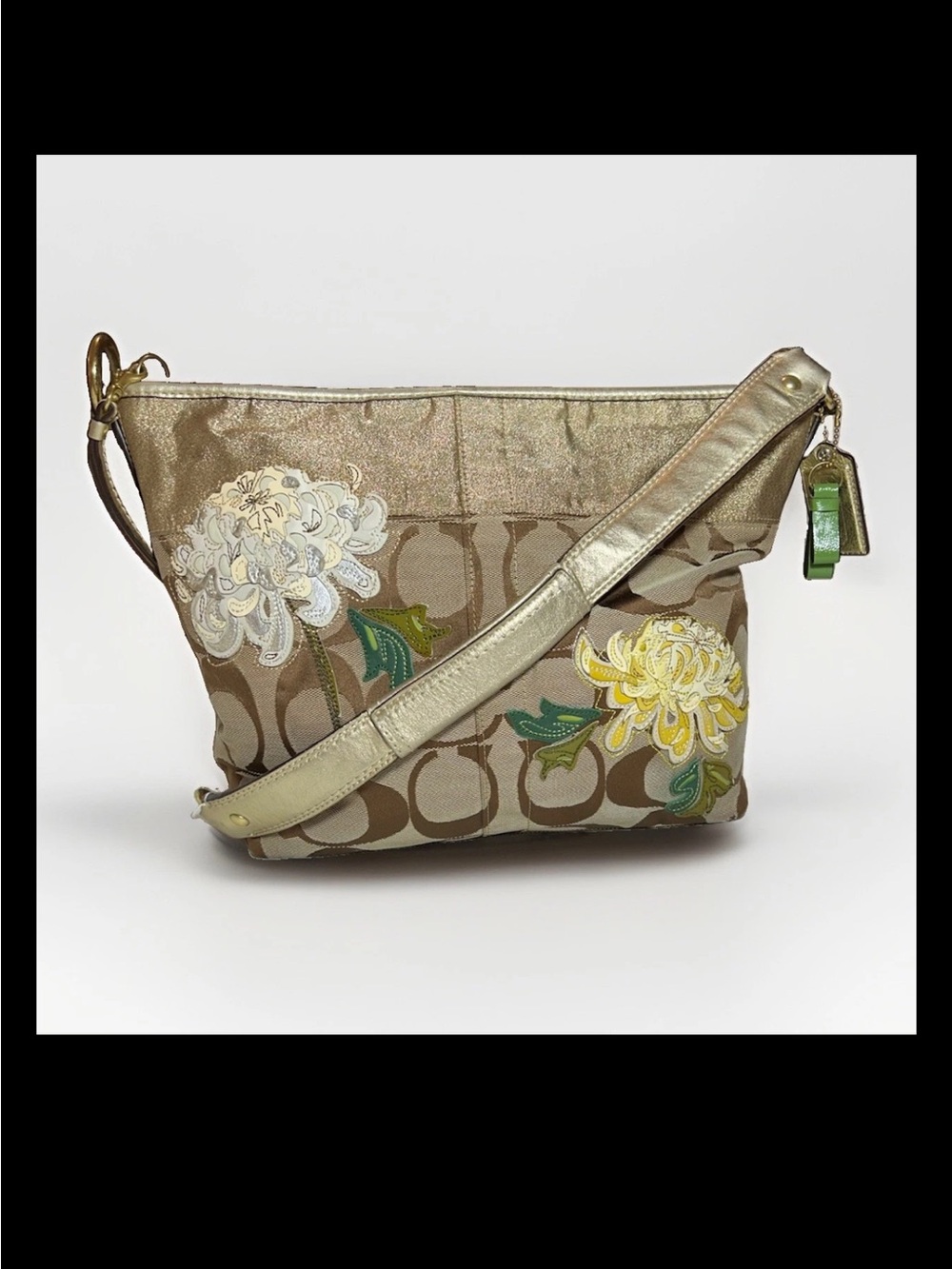 Coach 2008 Limited Edition Chrysanthemum Appliqué Shoulder Bag, Style: (#12200)